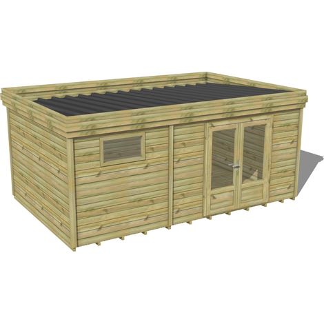 ABRI DE JARDIN bois traité 27mm, 6x3,4m, 21m2, Plancher (1/3)