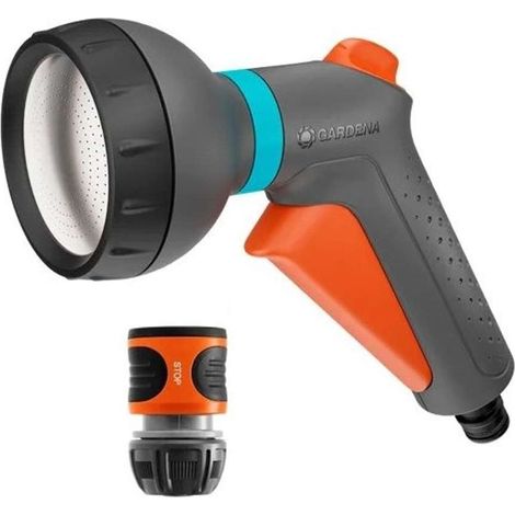 GARDENA Pistolet d’arrosage Classic + raccord Aquastop 1/2” - 5/8” - Jet pluie doux (1/4)