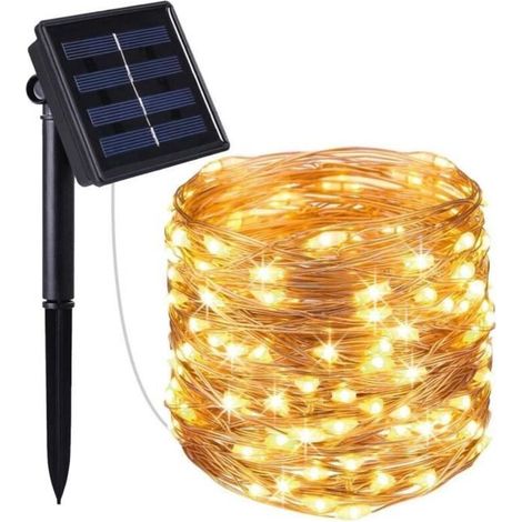 SKINNY SOLAR Solar String Lights - 21.5 m - 8 Modes - 200 Warm White Copper Micro-LEDs