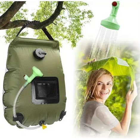 20-Liter-Solarduschsack für Camping, geeignet für Temperaturen bis zu 45°C, Wandern und Klettern (Grün) (1/5)