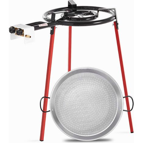 Vaello Poliertes Paella-Pfannen-Set ø46 cm mit Stativ und 400 mm Gasbrenner
