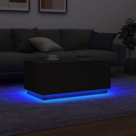 Table basse avec lumières LED-Table Salon à LED chêne noir 90x50x40 cm 924323 (1/5)