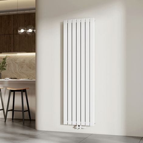 EMKE Heizkörper Flach Design Paneelheizkörper Mittelanschluss Vertikal, Doppellagig, Weiß, 180x54 cm, 1949 W Warmwasser Zentralheizung