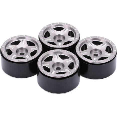 Satz mit 4 robusten Aluminium-Radnaben, viskosefrei, einfache Montage, Ersatzteile für 1/24 RC-Cars, Titanfarbe. (1/5)