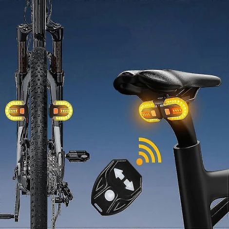 Online Store - Feu arrière clignotant pour vélo avec télécommande sans fil, double lampe et indicateur, rechargeable par USB (1/5)