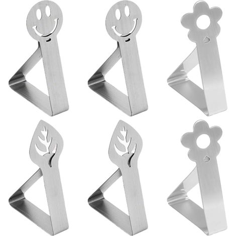 CCYKXA 6 Pièces Pince Nappe Table, Pinces à Nappe Acier Inoxydable, Nappe Clips Anti-Glissant, Clip de Support de Nappe de Feuille, pour l'Extérieur, Jardin, Fête, Pique-Nique, Camping, Mariage (1/5)
