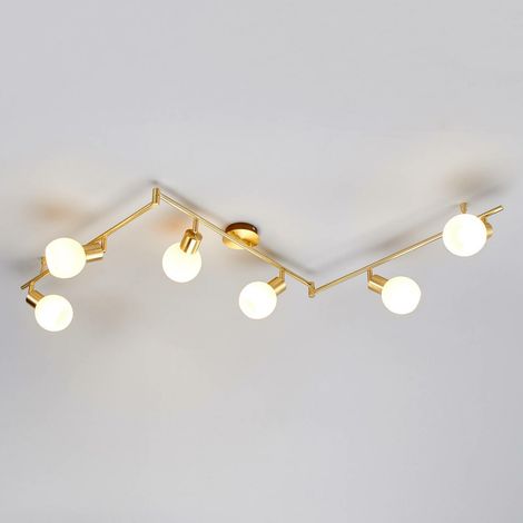 [GEBRAUCHT] B-Ware Lindby Deckenleuchte Deckenlampe Elaina Messing Glas E14 Opalglas 6 Flammig