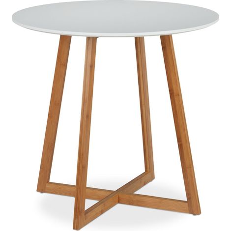 Tavolo da pranzo rotondo per due persone 80 x 80 x 75 cm design scandinavo elegante in MDF bianco 130005499