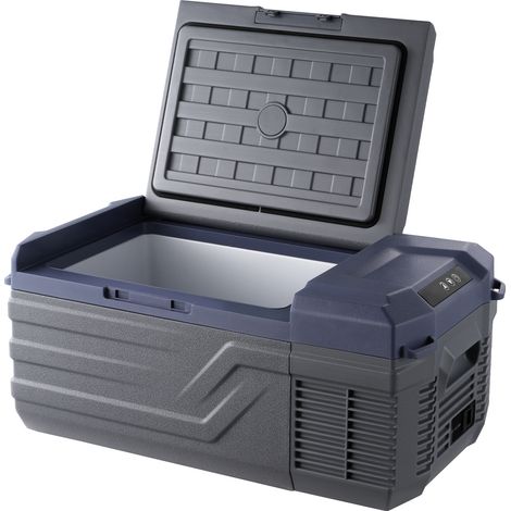 Mophorn Nevera de Compresión Portátil 15 L Mini Nevera para Coche 12/24V CC y 100-240V CA Caja Enfriadora de Zona Única Temperatura Ajustable de -20°C a 20°C para Camión Barco Casa Camping
