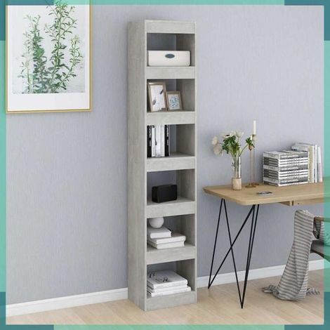811641 Bibliothèque/Séparateur de pièce Gris béton 40x30x198 cm (1/5)