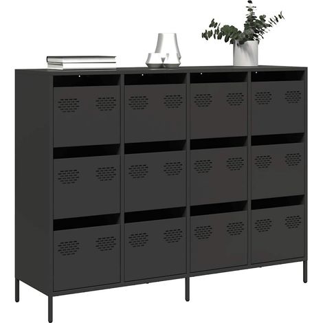 Sideboard Schwarz 135x39x103,5 cm Kaltgewalzter Stahl