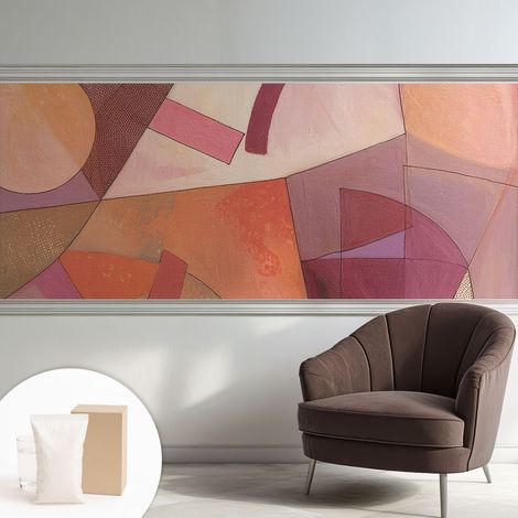 Fototapete Tapete Vliestapete mit Kleber Büro Wandgestaltung - Wanddekoration Wohnzimmer Bunte Formen 250x104 cm (1/5)