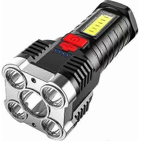 Bright five-core flashlight can be USB rechargeable with long range.- (1/4)