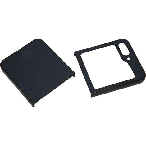 Étui de protection en cuir pour téléphone à écran pliable Galaxy Z Flip 5, anti-rayures et résistant aux chutes, bicolore bleu et grain de cuir de vachette. (1/5)