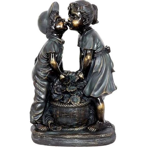 Sculpture garçon fille pour bain, eau sous pression, statue extérieure en résine pour jardin - D-