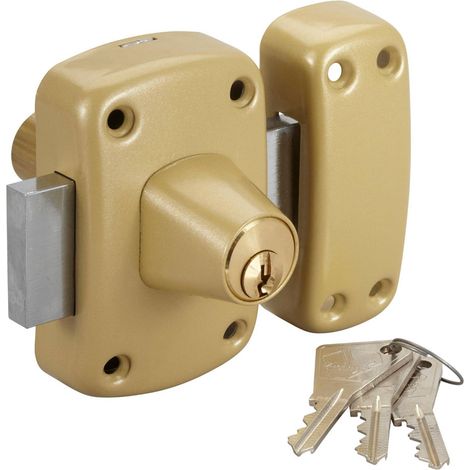 Vachette – Verrou de sécurité à clé Cyclop pour porte d'entrée 29 à 37 mm – Acier bronze – Livré avec 3 clés et gabarit de pose