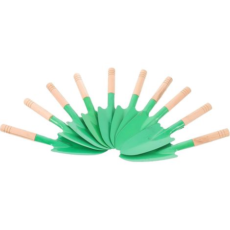 Set di 10 mini pale da giardinaggio, di piccole dimensioni, pale da scavo con manico in legno, strumento per il trapianto di piante grasse, adatto per uso domestico (negozio) (1/5)