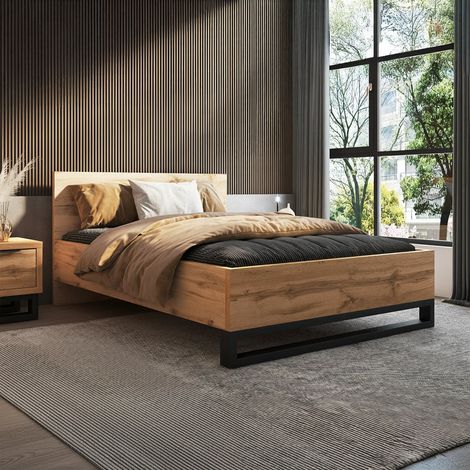 Lit 140x200 sommier inclus Eden Bois et Noir (1/4)