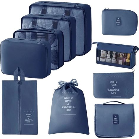 Cubos de almacenamiento, poliéster ecológico, solución de almacenamiento multiusos, 10 piezas, azul oscuro (1/2)