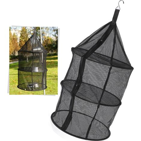 Filet de pêche Pliable à 3 Couches, Filet de séchage Suspendu, Panier à Linge, séchoir à Plantes d'intérieur et d'extérieur pour crevettes, Poissons, Fruits, légumes (1/5)