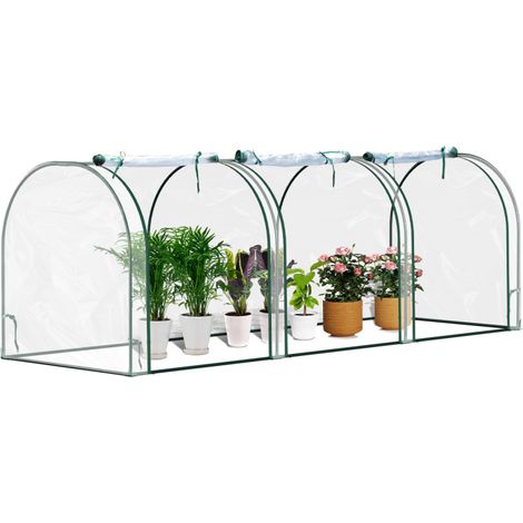 Hengda Giardino Tunnel Serra 270 x 90 x 90 cm 3 porte con cerniera trasparente PVC Tarpaulin metallo epossidico verde (1/5)
