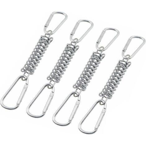 4 Pcs Boucle Ressort Tension Fixation Store - Voile D'ombrage Fixations Accessoires en Acier Inoxydable avec 4 Ressorts HéLicoïdaux 8 Mousquetons pour Tentes Auvents Camping (1/4)