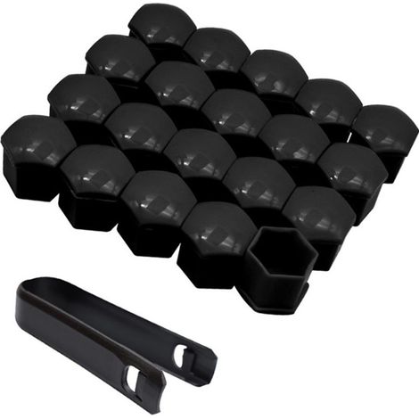 Tapones Para Tuercas De Rueda - 17 mm - ABS Negro - Protección Y Decoración Para Tornillos De Rueda - 20 Unidades (1/5)
