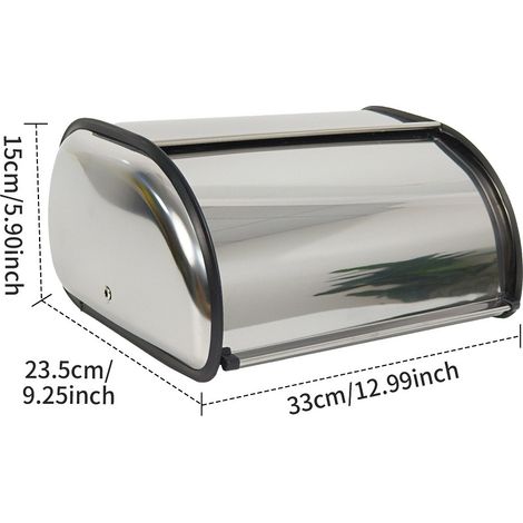 Boîte à pain en acier, Mirroir Inox 33x23.5x15cm (1/5)