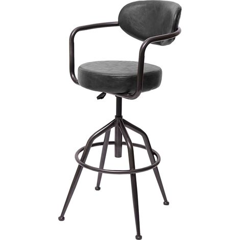 [NUNCA USADO] Taburete de bar HHG-463f, taburete de bar taburete de mostrador taburete giratorio, altura regulable Aspecto ante industrial, gris vintage