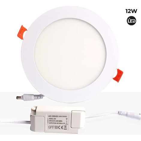 Spot LED encastrable extra-plat rond 12W – Blanc chaud – Angle d'ouverture 160º – Hauteur d'encastrement 39mm – Pour faux plafonds (1/5)