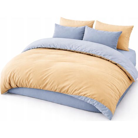 Ensemble de literie bicolore 200x220 cm beige gris double face 3 pièces (1/5)