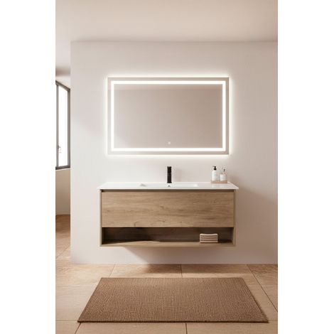Meuble de salle de bain Sand Bois Cendré 120 cm – Vasque céramique intégrée