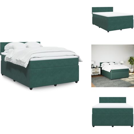 Sommier à lattes de lit et matelas Vert foncé 160x200cm Velours - Sommier À Lattes De Lit - Sommiers À Lattes De Lit - Lit - Meuble De Chambre À Coucher (1/5)