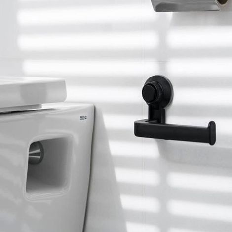 (noir) Porte-papier toilette autocollant, porte-papier toilette adhésif, porte-papier toilette à ventouse, porte-papier toilette sans perçage, adhésif puissant, adapté à la salle (1/5)