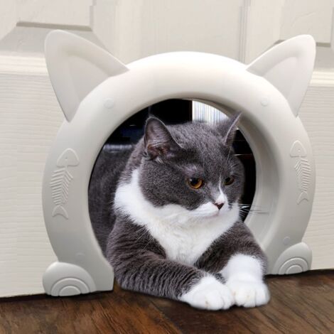 Chatière pour chat jusqu'à 10 kg – Matériau ABS durable – Ouverture 17,5 cm x 3,5 cm – Installation sans bruit pour portes creuses et pleines (1/5)