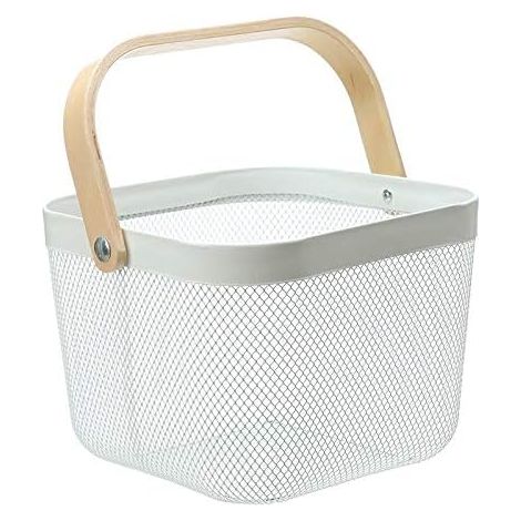 Panier de vidange de Cuisine, Passoire à Fruits en métal poignée Portable Confortable résistant à l'usure Panier de vidange de légumes Pratique pour la Cuisine (Blanc) (1/5)
