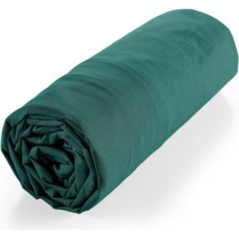 Drap Housse - Coton Bio - 180x200 cm - Émeraude - 1 Pièce (1/5)