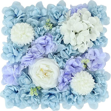 Panneau mural de fleurs artificielles bleues, hortensias en soie, pour la décoration de la maison, mariage, anniversaire, fête (1/2)