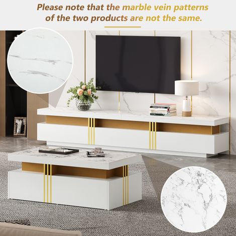 Set de meubles pour le salon de télévision en blanc, avec un bureau et une armoire pour la télévision. Un ensemble polyvalent pour ranger les objets domestiques. (1/5)