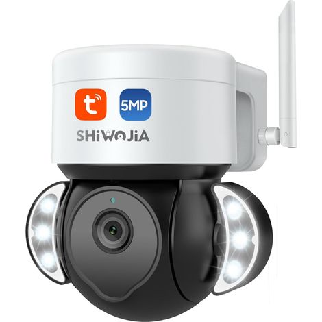 SHIWOJIA Camera Surveillance Exterieur WiFi 5MP Tuya, Caméra Extérieure WiFi Smart Life, Détection de Mouvement, Audio Bidirectionnel, Etanche IP66 Vision Nocturne Couleur (1/5)