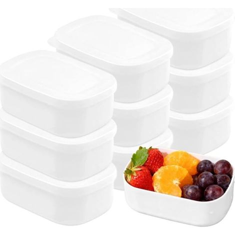 Lot de 9 boîtes alimentaires en plastique, petites boîtes empilables pour les collations, réutilisables et étanches, avec couvercles en plastique, idéales pour les fruits, les sauces et le riz complet (1/5)