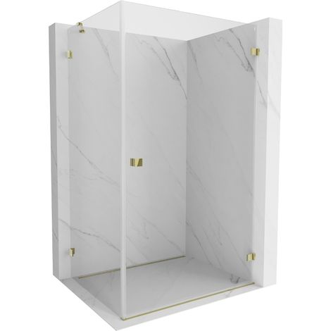 Cabine de douche à charnière droite Mexen Lunar-B 100 x 90 cm, transparente, dorée - 832-100-090-50-00-P (1/5)