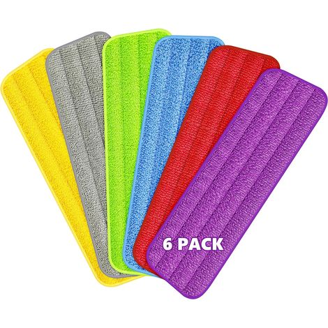 6 Pièces Serpillère, Microfibre Lavable, Absorption Eau, Pour Balai Vaporisateur, Sol Dur