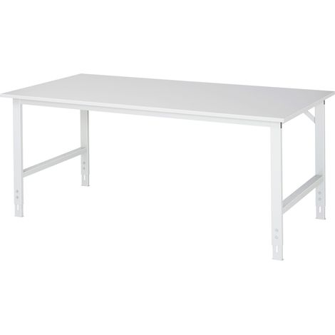 Arbeitstisch B2000xT1000xH760-1080mm Arbeitsplatte Melamin Gestell lichtgrau RAU (1/4)
