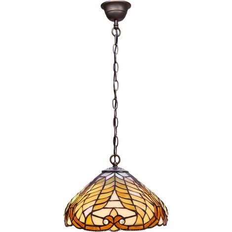 Lampe à suspension avec chaîne et abat-jour Tiffany diamètre 30 cm Série Dalí