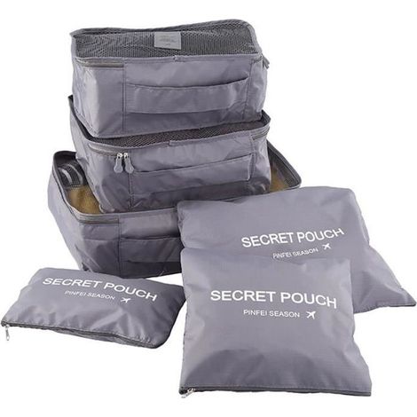 Reise-Organizer – Nicht spezifiziert – 6er-Set – Polyester – Grau – Optimierter Stauraum (1/2)