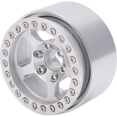 1,9 Zoll Beadlock-Aluminiumfelgen, 5-Loch, silber, schmutzabweisend, für RC-Reifen. Silberne Radnabe. (1/5)
