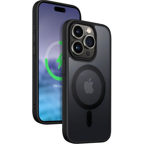 Crong Hybrid Frost MAG Cover - Custodia MagSafe per iPhone 15 Pro (Nero) (1/5)