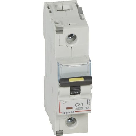 Disjoncteur DX³10000 16kA arrivée haute et départ bas à vis 1 Pôle 230V à 400V 80A 16kA courbe C 1,5M LEGRAND 409140 (1/2)
