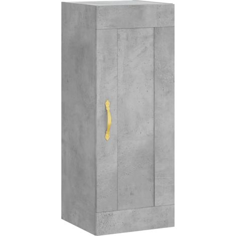 Elegante armadio da parete con 3 scomparti 34,5 x 34 x 90 cm stile contemporaneo in legno ingegnerizzato grigio cemento 020049311
